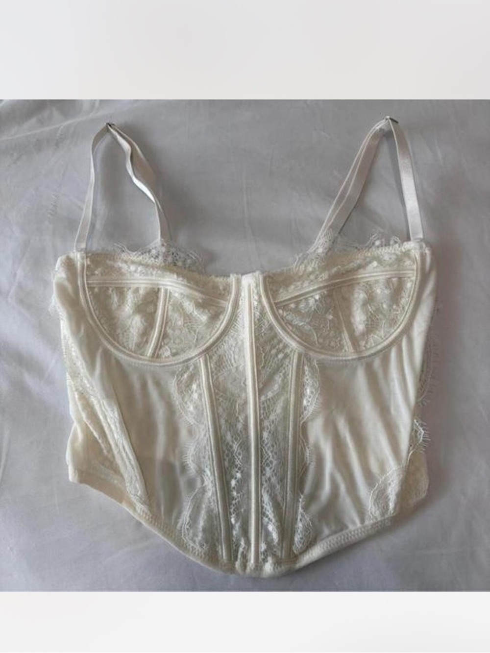 La Hearts Ivory Lace Bustier Top